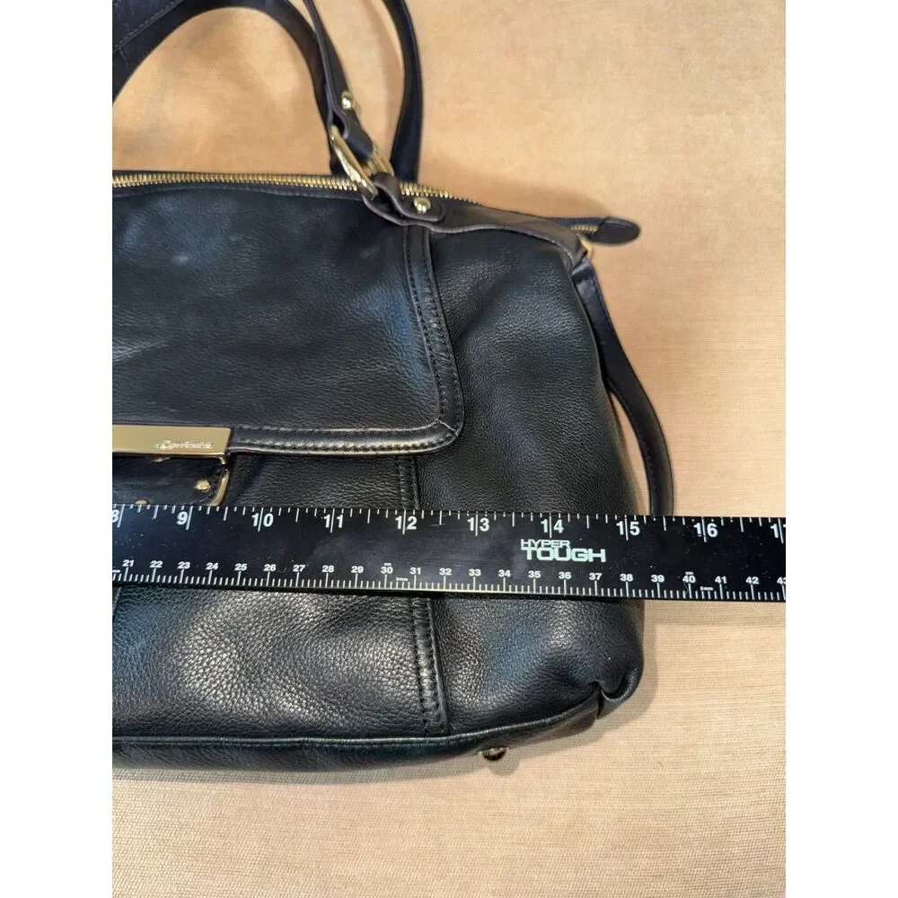 B Makowsky Black leather Bag with gold toned hardware.